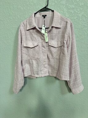 Express pink textured tweed cropped blazer  jacket size large